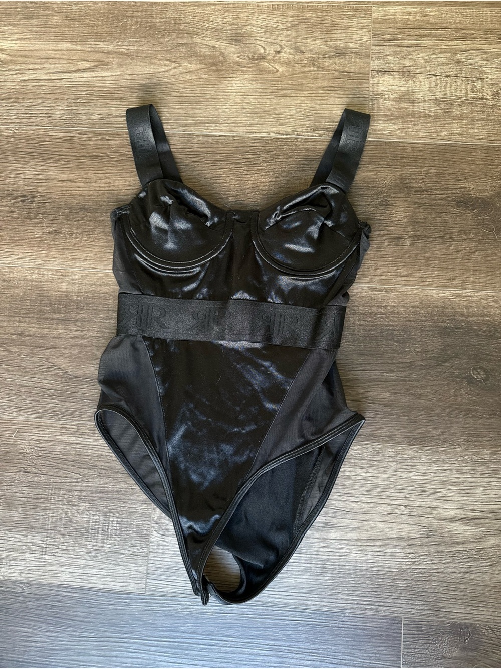 River Island Shiny Black Bodysuit with Sculpted Cups